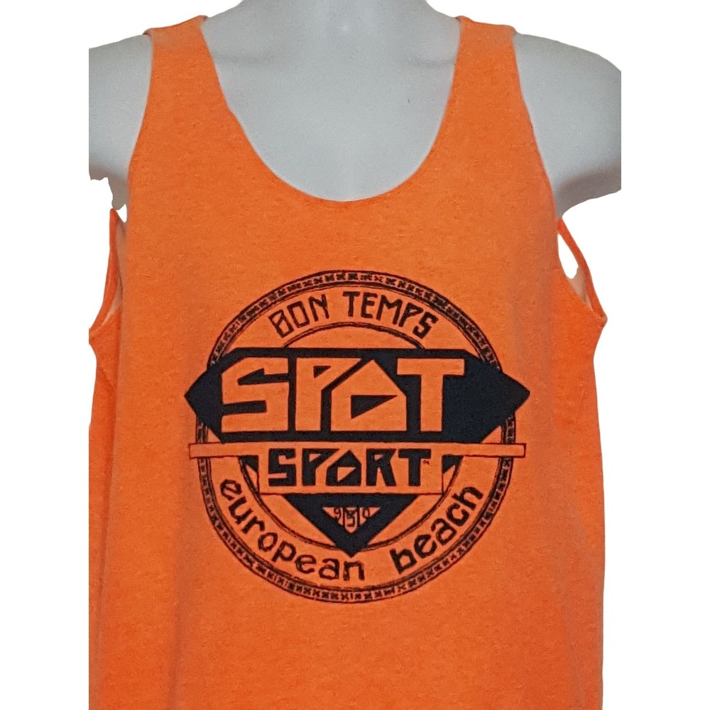 Bon Temps Spot Sport Tank Top Small Vintage 80s Surf European Beach Orange USA